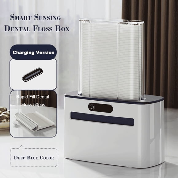 Automatic Floss Dispenser | Intelligent Sensor Floss Box with Auto Floss Stick Storage | Battery & USB Rechargeable Versions | Compact ABS Digital Flosser | Holds 100 Floss Picks | 13x11.5x9cm