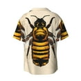 thumbnail image 6 of Lsque Honey Bee print Men's Cuban Collar Short Sleeve Shirt Summer Beachwear Casual Button Down Fashionable Vacation Leisure Shirt-XX-Large, 6 of 7