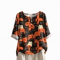 thumbnail image 4 of Godom Halloween Shirts for Women Ghost Graphic Button Oversized T Shirt Short Sleeve Tees Tops, 4 of 7