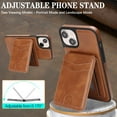 thumbnail image 6 of Compatible with Magsafe 2 in 1 Detachable for iPhone 15 Wallet Case with Card Holder Women Men, Magnetic PU Leather RFID Blocking Flip Kickstand Credit Slots,for iPhone 15, Darkbrown, 6 of 11