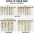 thumbnail image 5 of Linen Farmhouse Curtains Green Floral Curtains 63 Inch Length Back Tab Drapes for Living Room Bedroom Light Filtering Country Vintage Rod Pocket Curtain, 2 Panels, Green on Beige, 5 of 10