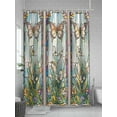 thumbnail image 5 of Purple Vintage Stained Glass Shower Curtain, Flowers Butterfly Waterproof Shower Curtain Set with 12 Hooks Lightweight Washable Fabric Shower Curtains for Bathroom 60x72 Inches, 5 of 6