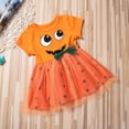 thumbnail image 2 of Toddler Baby Girls Halloween Costume Dress Short Sleeve Pumpkin Princess Lace Polka Dot Tutu Skirt, 2 of 6
