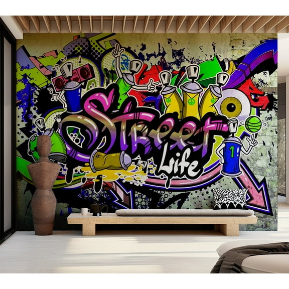 Tiptophomedecor Street Art Wallpaper Wall Mural - Colourful Cooperation