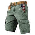 thumbnail image 2 of American Flag Shorts for Men Patriotic Printed Distressed Washed Shorts with Pocket Baggy Casual Hiking Outdoor Golf Cargo Shorts We the People American Flag Golf Shorts,Green 2XL, 2 of 3