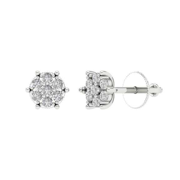 0.35 ct Screw-Back Stud Earrings for Women | 1.8mm Round Cut Moissanite | 18K White Gold