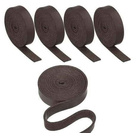 Uxcell 3/8" Flat Leather Strap, 5 Pcs 40" Length PU Leather Strip for Crafts, Dark Brown