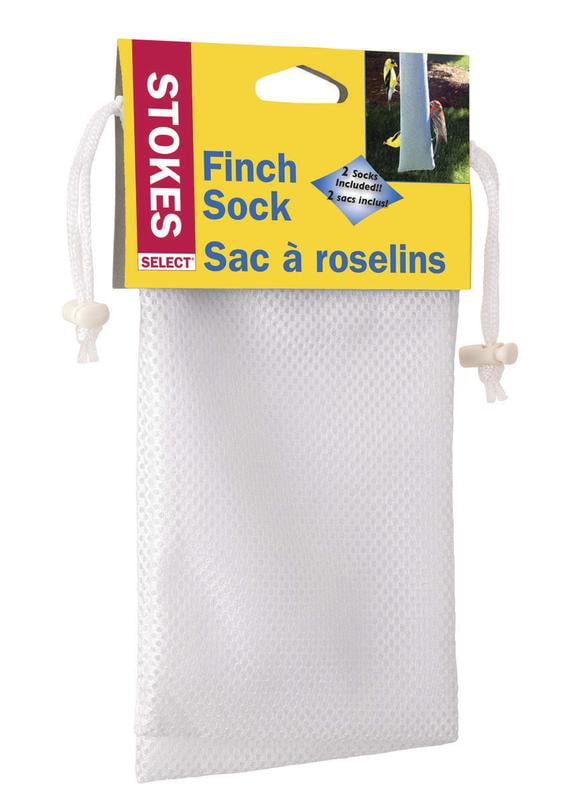 Stokes Select Finch Sock Birdfeeder with Drawstring, Set of 2 White, 1 lb Seed Capacity by Hiatt Mfg