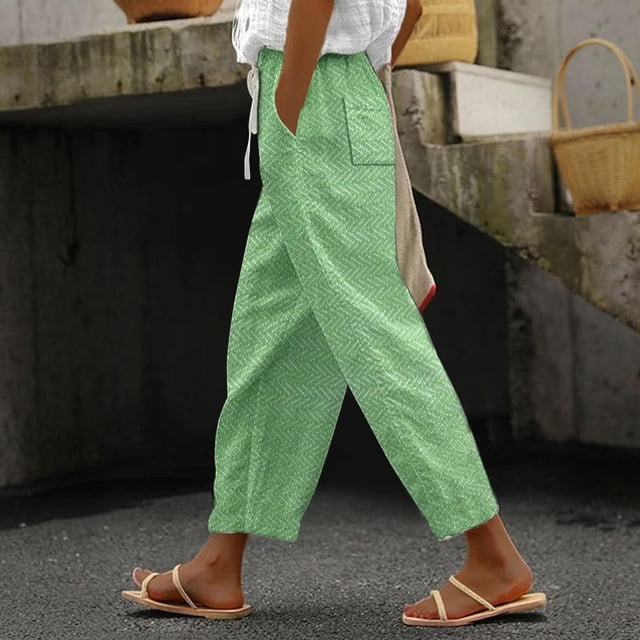 WILLBEST Pantalones Casuales para Mujer: Elegante Diseño de Cintura Alta con Bolsillo y Cordón para Un Ajuste Relajado, Ideales para Uso Diario y para Combinar con Estampados de Halloween. Grande