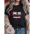 thumbnail image 1 of 100% Cotton Valentine Couple Matching Her From Him He Is My Valentine Print Women's T-Shirt, Crew Neck Short Sleeve T-Shirt For Valentine's Day, Fun Graphic Tops For Women, All-Season Comfort Top For, 1 of 6