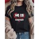 thumbnail image 1 of 100% Cotton Valentine Couple Matching Her From Him He Is My Valentine Print Women's T-Shirt, Crew NeCamisetas para mujer, lindas camisetas con estampado gráfico, de manga corta, estilo casual, para ve, 1 of 7