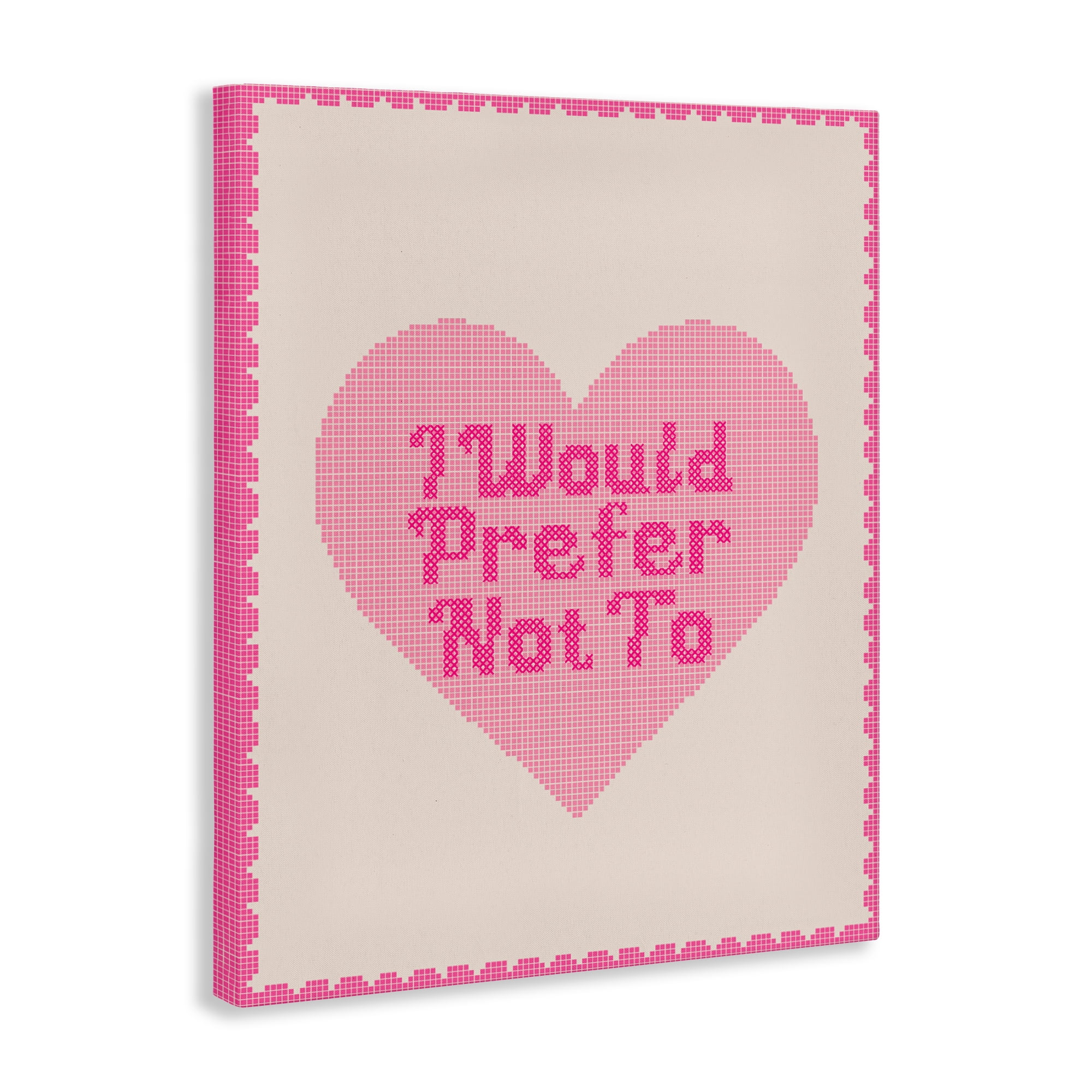 Stupell Industries I Would Prefer Not To Pink Heart Canvas Wall Art, design by Lil' Rue