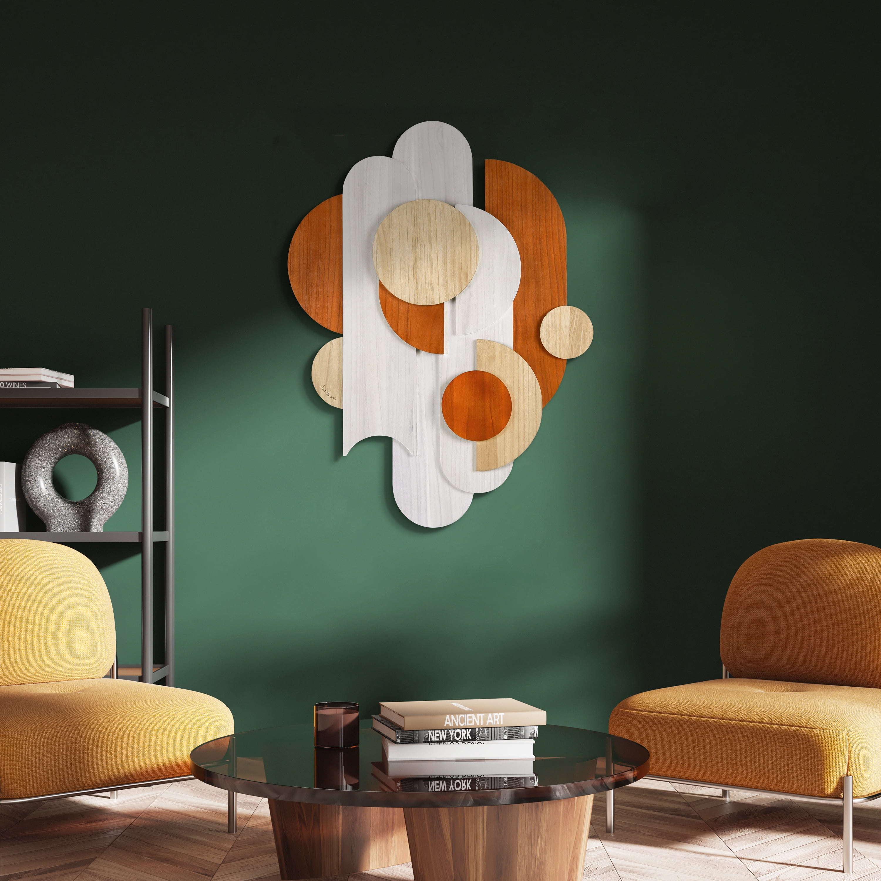 "Cinnamon Dreamscape I" Hand Made Dimensional Solid Paulownia Wood Abstracts Wall Art