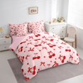 thumbnail image 2 of spefrowx Pink Summer Cherry Twin Bedding for Women, Kawaii Bow Star Bedding Comforter Set, Pink Reversible, 7-Piece, 2 of 6