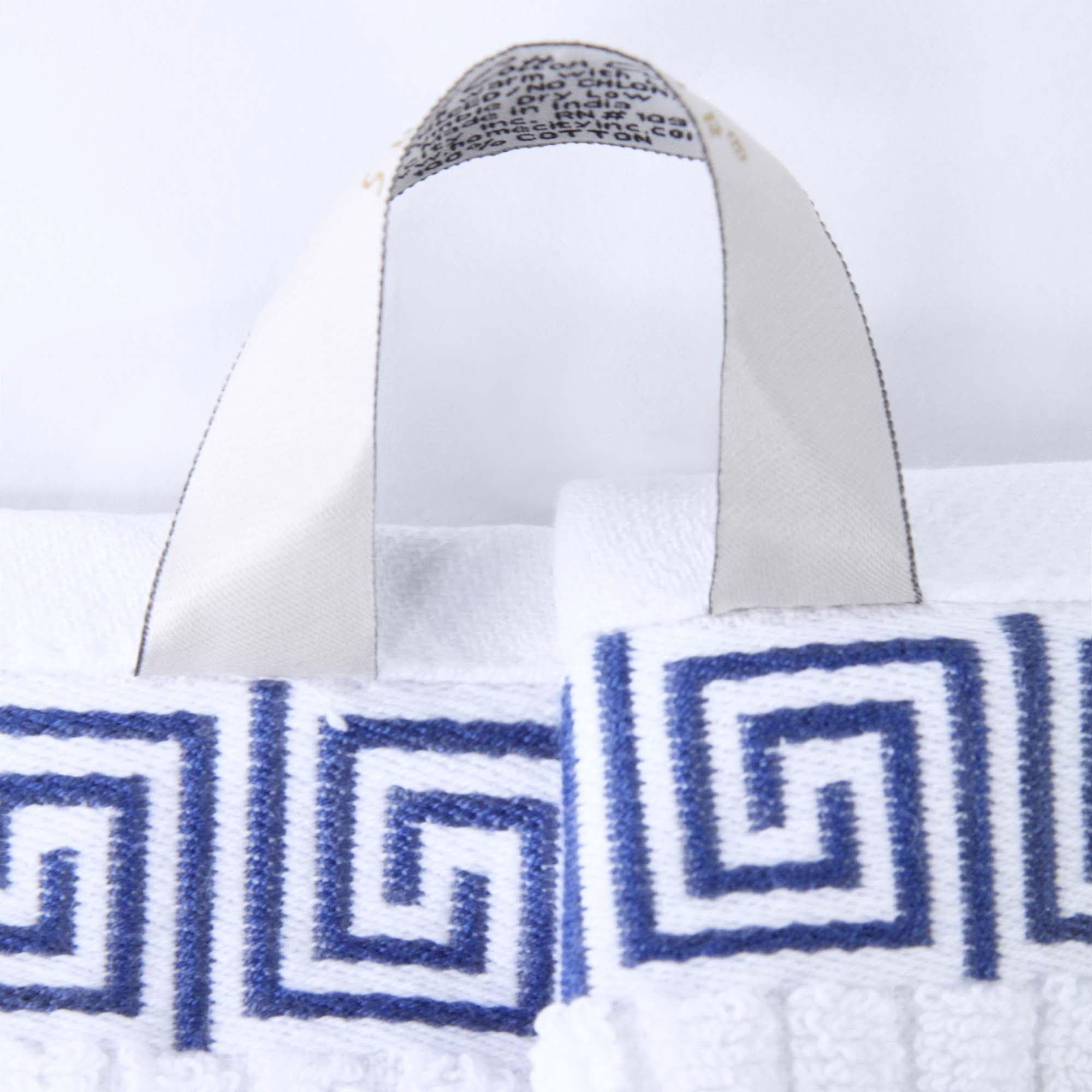 Superior Athens Cotton Greek Scroll Bath Towel Set of 4, Quick Dry Towels, Navy Blue