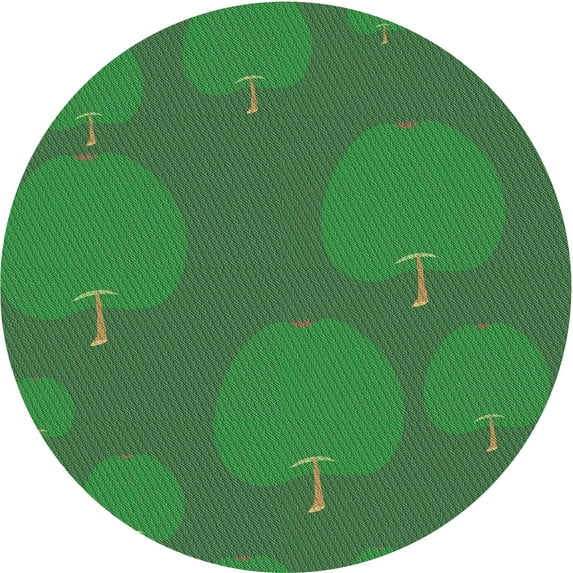 Ahgly Company Machine Washable Indoor Round Transitional Deep Emerald Green Area Rugs, 7' Round