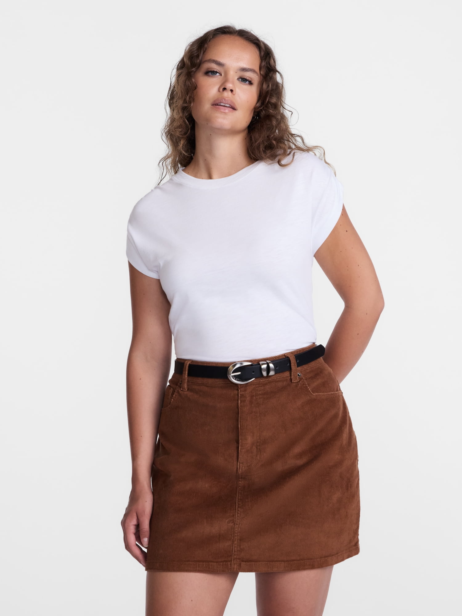 Scenario Women's and Women's Plus Shirred Shoulder Tee, Sizes XS-4X