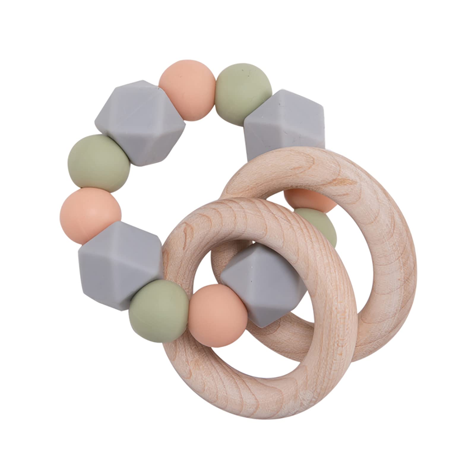 Baby Products Online - Nuanchu 4 Pieces Wooden Baby Toys Silicone Teething  Holder Wooden Pacifier Clip Rattles Wooden Teething Ring Baby Silicone  Beads Ring Grip Ring - Kideno