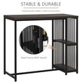 thumbnail image 6 of HomCom Industrial Steel Tube Bar Table with Wood Top, Steel Frame, 2-Tier Storage Shelf, Adjustable Footpad, Pub Table for Kitchen Dining Room, Walnut, 6 of 10