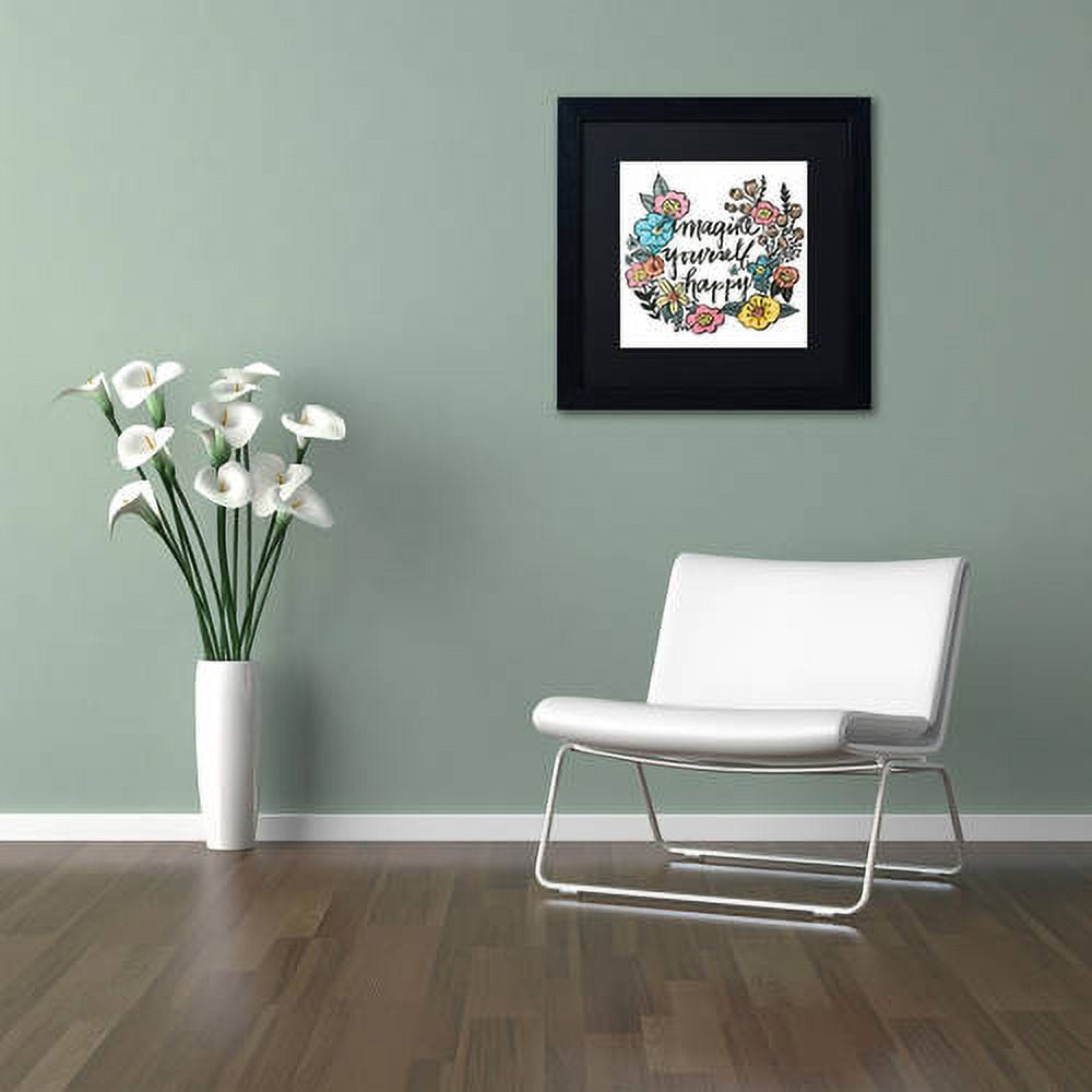 Trademark Fine Art "Imagine Yourself Happy Color" Canvas Art by Elizabeth Caldwell, Black Matte, Black Frame
