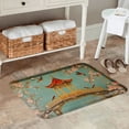 thumbnail image 2 of FJPT Non Slip Flannel Polyester Floor Mat With Chinese Garden Design Featuring Pavilion Birds And Cherry Blossoms For Bathroom Kitchen Bedroom Decor 31.5x19.7 inch, 2 of 5