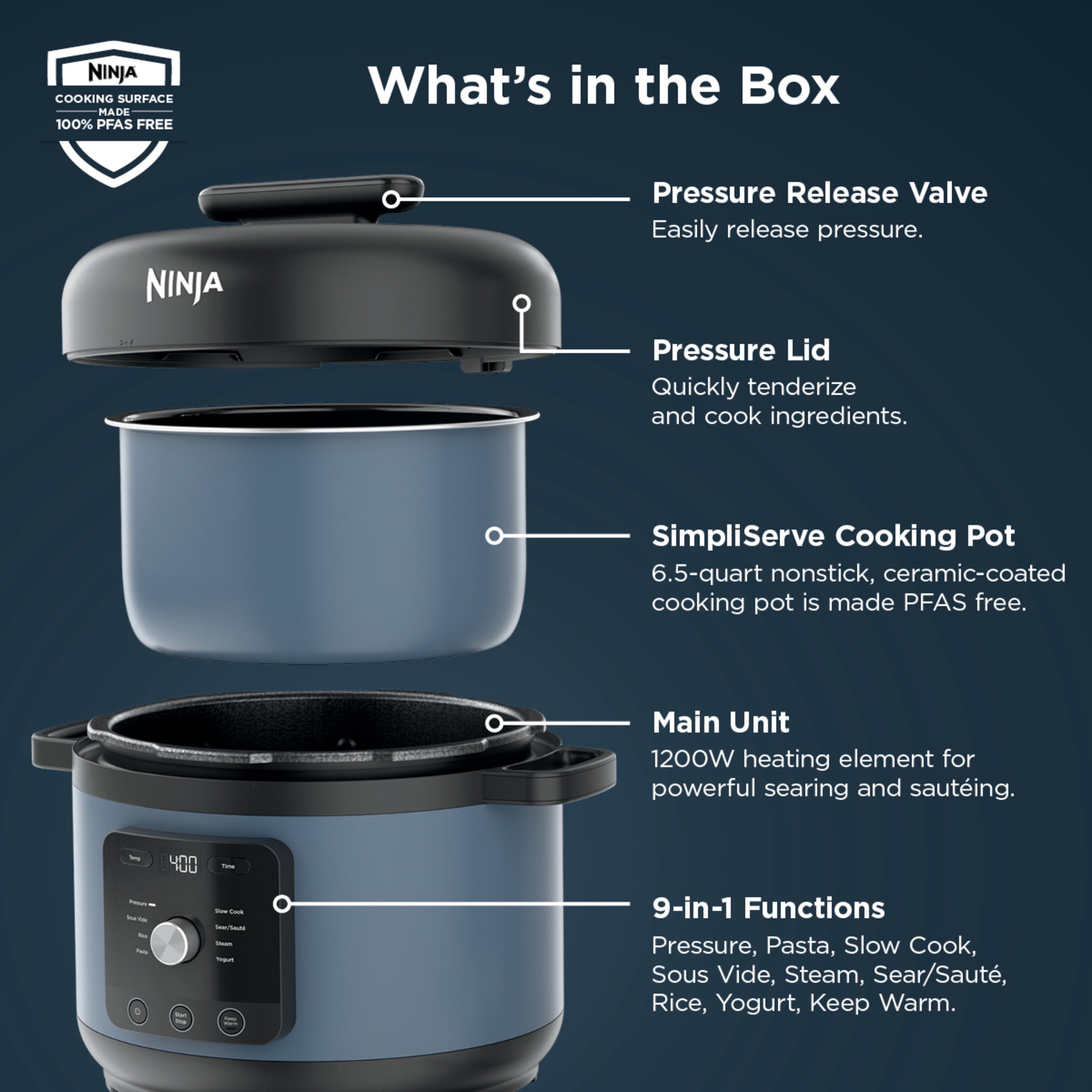 Ninja HyperHeat 8-in-1 Electric Pressure Cooker with SimpliServe