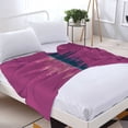 thumbnail image 3 of Cozy Soft Flannel Blanket - Durable Warm Throw for Sofa Travel & Bed - Elegant Skyline Silhouette Design on Pink Background, 3 of 7