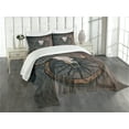 thumbnail image 3 of Ambesonne Wagon Wheel Quilted Bedspread Set 3 Pcs, Rustic Skulll, King Size, White Black Brown, 3 of 5
