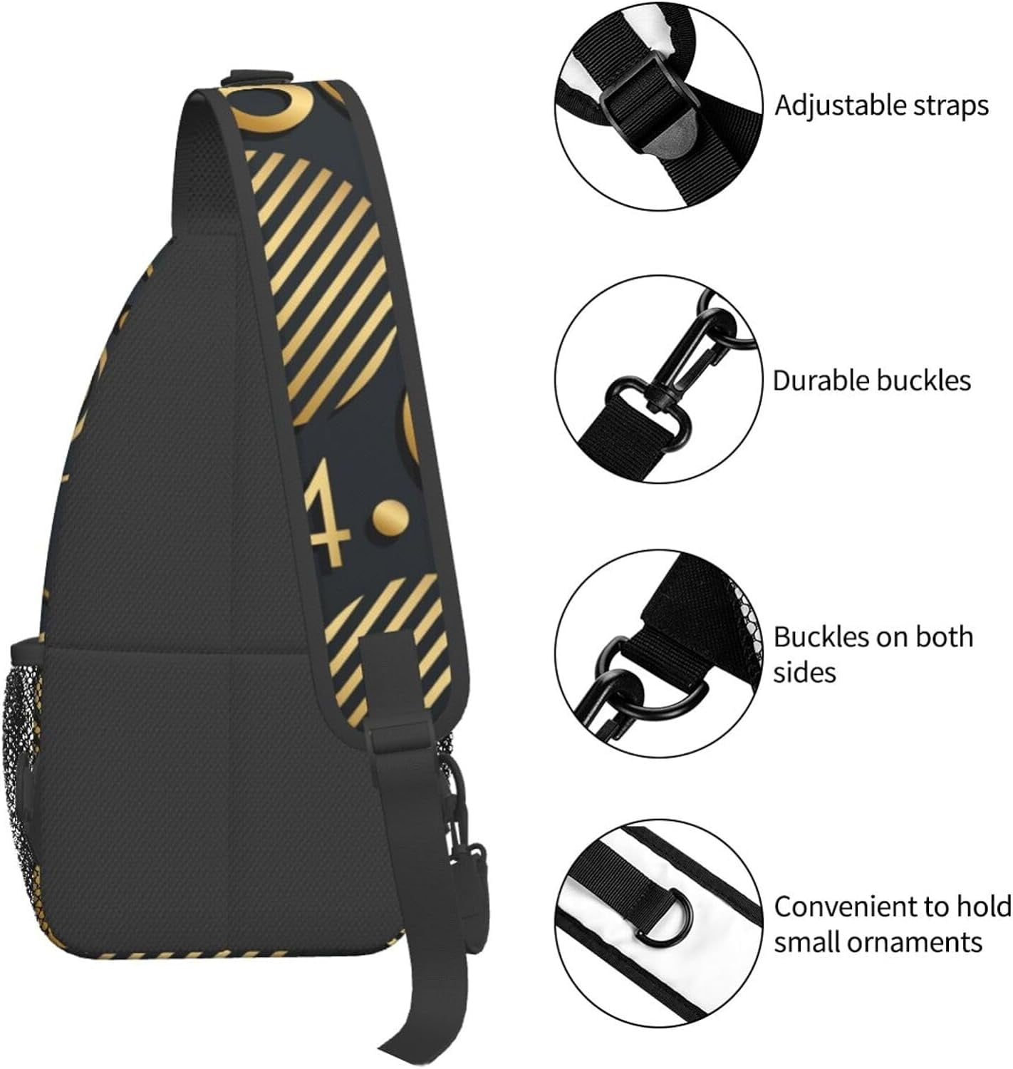 Happy New Year 2024 Sling Bag Crossbody Hiking Travel Chest Bags Backpack Shoulder Daypack for Women Men
