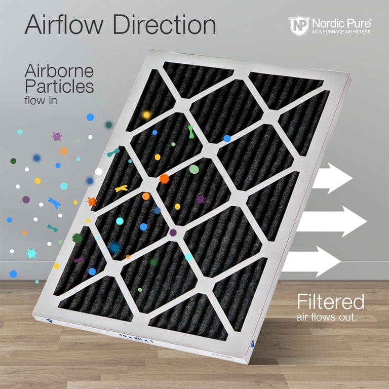 Nordic Pure 14x20x1 MERV 13 Plus Carbon AC Furnace Air Filter – Actual Size 13.5x19.5x0.75, 2-Pack
