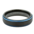 thumbnail image 3 of MJ Metals Jewelry Adult Unisex Tungsten Carbide 6mm Black Plated / Blue Plated Edge Ring Size 9, 3 of 5
