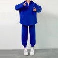 thumbnail image 2 of Gibobby Conjunto de Pantalones para Mujer Traje casual de dos piezas con capucha y cremallera a la moda para mujer de otoño e invierno(Azul,CH), 2 of 5