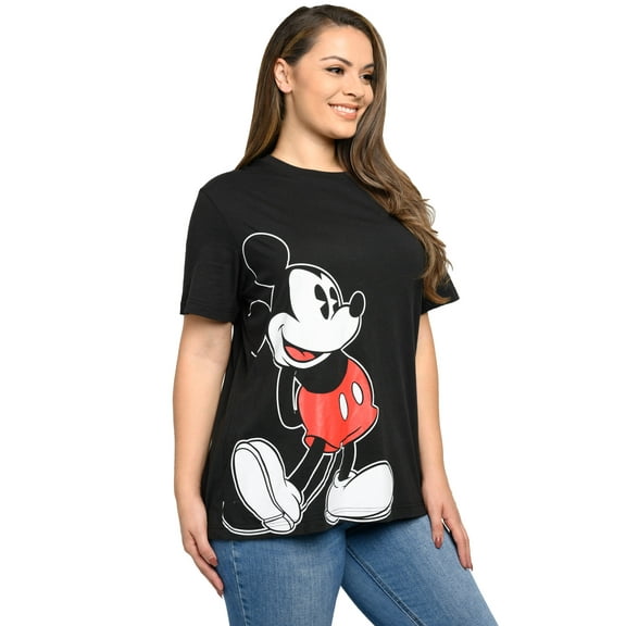 Womens Plus Size Disney Mickey Mouse T-Shirt Short Sleeve Black (Size 5X Only)