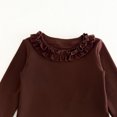 thumbnail image 5 of Girls Ruffle Neck Long Sleeve Shirts, Kids Soft Slim‑Fit Pullover Top, Solid Color Ruffle Cuffs Casual Blouse, 5 of 9
