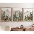 thumbnail image 2 of Adventure Theme Nursery 3 Pieces Forest Woodland Animal Poster Painting Mountain Tree Canvas Pictures Artwork for Nursery Couple Bedroom Home Decor with Wooden Inner Frame, 2 of 6