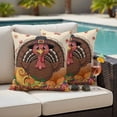 thumbnail image 4 of Fall Turkey Outdoor Waterproof Pillow Covers, Autumn Harvest Pumpkin Vegetable Thanksgiving Decorative Square Throw Pillowcase Sofa Cushion Sham for Patio/Couch/Chair, 16"x16" 2 Pack, 4 of 8