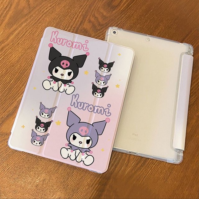 Sanrio-funda protectora de tres pliegues para tableta, Hello Kitty, Kuromi, MyMelody, iPad Air 1, 2, 3, Mini, 4, 5, 6, Pro 2022, 12,9 pulgadas