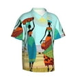 thumbnail image 2 of Balery African Women Print Men's Hawaiian Shirts Short Sleeve Beach Shirt Relaxed Fit Vacation Button Down Shirts-XX-Large, 2 of 9