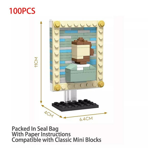 Moc 3d Pixel Art Bricks Famous Paintings Mini Building Blocks Van Gogh Starry Sky Sunflower Girl Creative Diy Children's Gifts