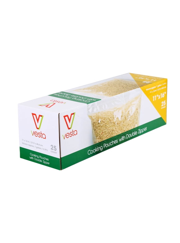 Vesta Precision Non-Vacuum Seal Zipper Pouches, Gallon size - 11"x16", 25 Count