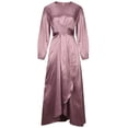 thumbnail image 5 of QENGING Womens Dresses Plus Size Loose Casual Dress Solid Color Round Neck A-Line Long Sleeve Dress Pink on Clothes 2023, 5 of 8