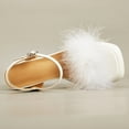 thumbnail image 3 of Pmoiste Heels for Women Faux Fur Platform Chunky Sandals Open Toe Fuzzy Sexy Dress Heel Sandal Ankle Strap Party Wedding Shoes White Size 10, 3 of 10