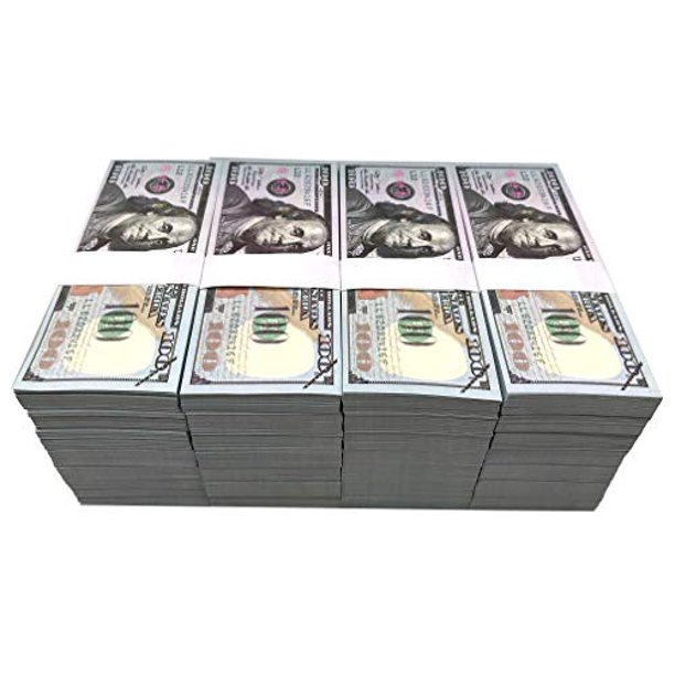 100pcs one stack 100 prop money full print 2 sided motion picture money face money dollar bills realistic money stacks copy money play money that looks real for movie tv videos walmart com