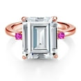 thumbnail image 2 of Gem Stone King 18K Rose Gold Plated Silver Pink Sapphire Ring Set with Moissanite (7.48 Cttw) (Size 8), 2 of 3