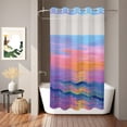 thumbnail image 2 of No Hook Shower Curtain, Sparkling Sea Shower Curtains for Bathroom with See Through Top Window, Summer Beach Abstract Fantasy Art Waterproof & Washable Bath Curtain Narrow 54"x78", 2 of 9