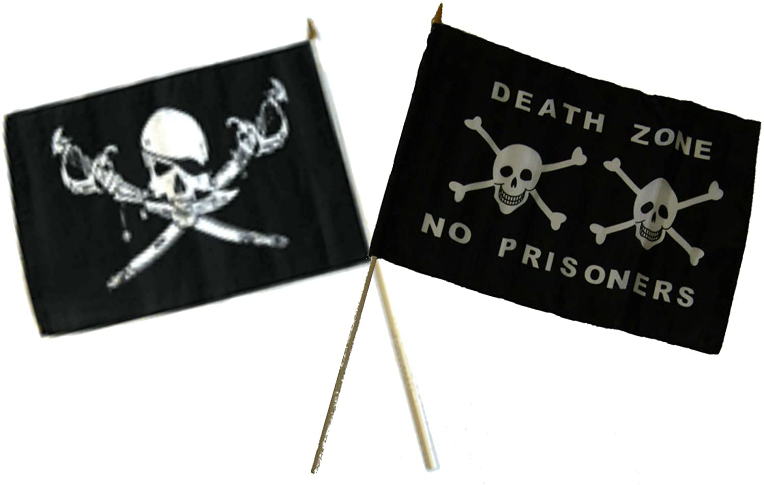 12x18 12"x18" Wholesale Lot of 6 Jolly Roger Pirate Death Zone Stick Flag 