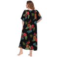 thumbnail image 3 of Xmarks Women's Plus Size Floral Printed Nightgown Sleepwear Long Nightdress Short Sleeve Vintage Lace Square Neck House Dress Oversized Soft Full Length Sleep Dress Loose Lounge Dress XL-5XL, 3 of 7