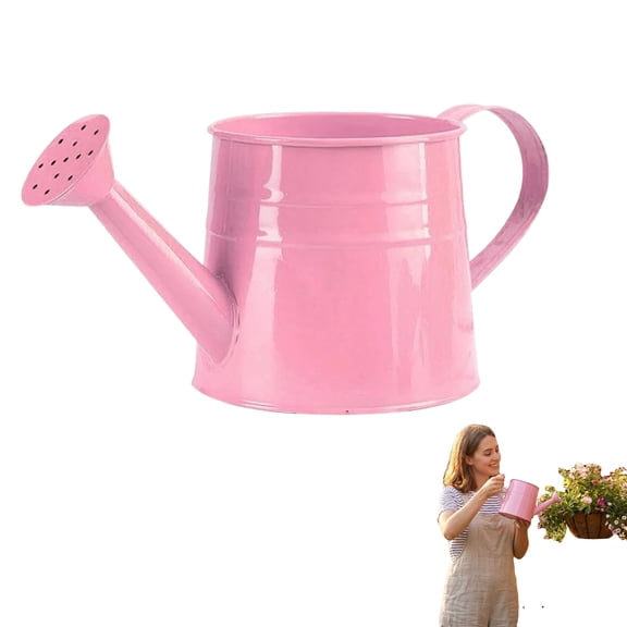pink Watering Can Metal - 1 Gallon Metal Watering Can with Removable Spout for Outdoor Indoor Plants, Lawn & Garden Irrigation Tool