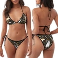 thumbnail image 3 of Lsque Bones And Leaves Pattern Women Two Piece Swimsuit Sexy Swimwear Halter String Triangle Bikini Sets, 3 of 6
