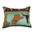 thumbnail image 6 of 3 Piece Western Cabin Lodge Comforter Set Brown/Teal Horseshoe, Horse, Barb Wired Cow Boy Hat Boot Print Southwestern Cowboy Queen Size Bedding- Western, 6 of 6